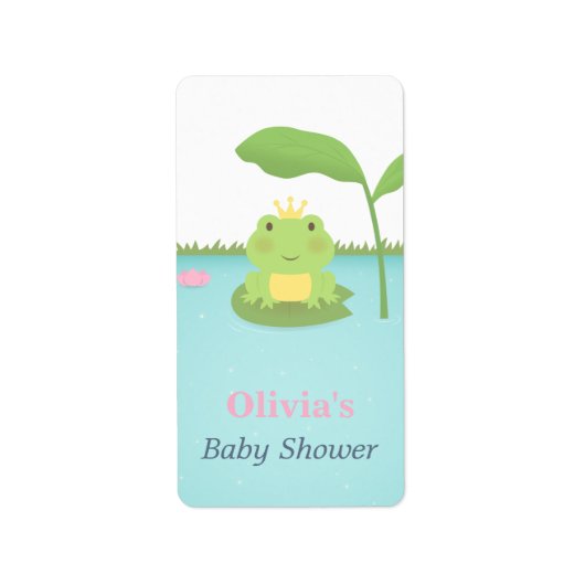 Cute Frog Prince Boy Baby shower Labels (Voorkant)