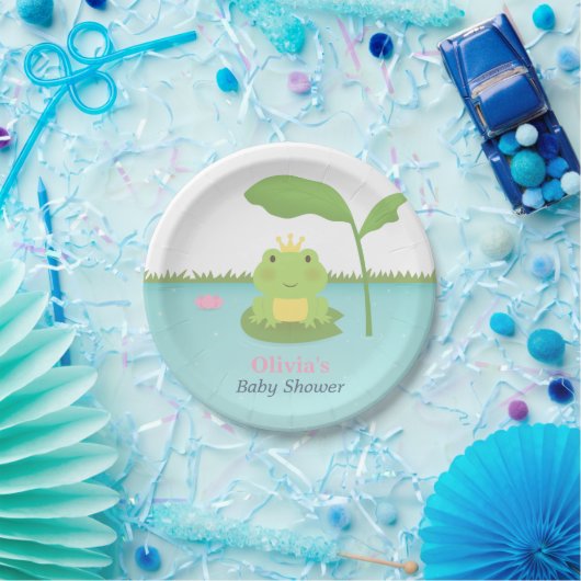 Cute Frog Prince Boy Baby shower Supply Papieren Bordje (Feest)