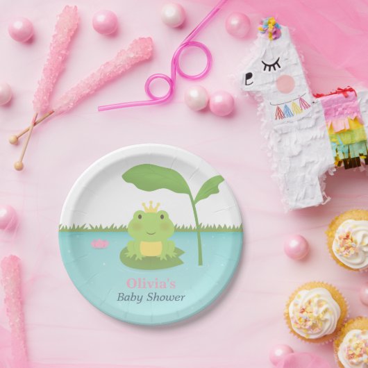 Cute Frog Prince Boy Baby shower Supply Papieren Bordje (Feest)