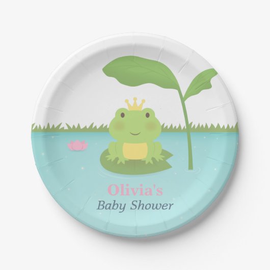 Cute Frog Prince Boy Baby shower Supply Papieren Bordje (Voorkant)