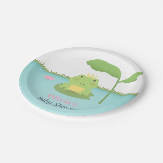 Cute Frog Prince Boy Baby shower Supply Papieren Bordje (Gekanteld)