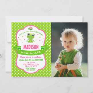 Cute Frog Princess Invitation for a Girl Kaart