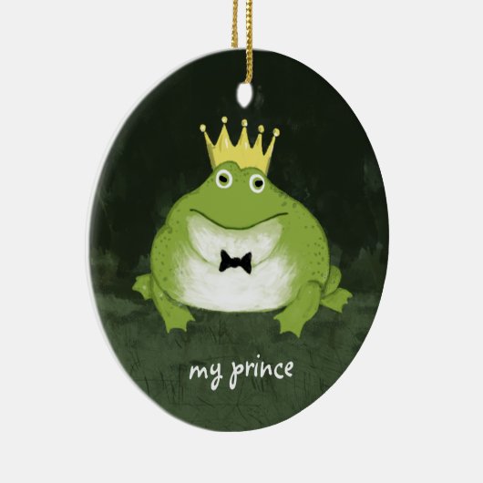 Cute Frog Prins met aangepaste tekstafel Keramisch Ornament (Rechts)