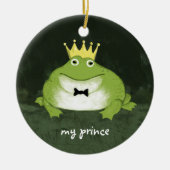 Cute Frog Prins met aangepaste tekstafel Keramisch Ornament (Voorkant)