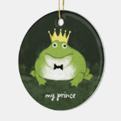 Cute Frog Prins met aangepaste tekstafel Keramisch Ornament (Links)