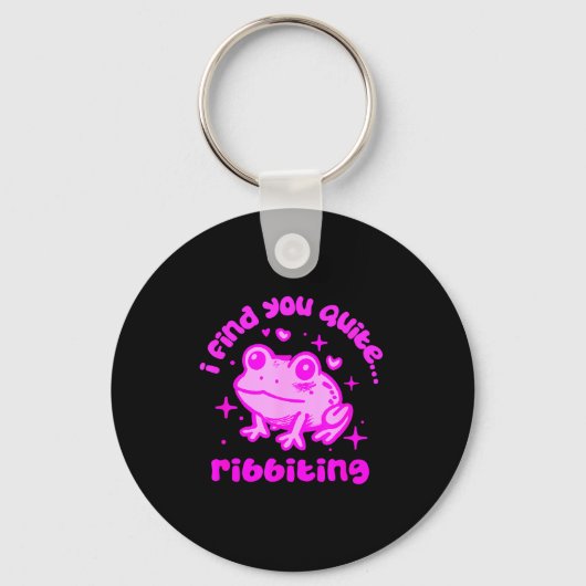 Cute Frog Pun Ribbiting Frog Lovers Quote Design Sleutelhanger (Voorkant)