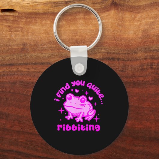 Cute Frog Pun Ribbiting Frog Lovers Quote Design Sleutelhanger (Voorkant)