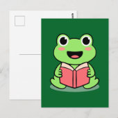 Cute Frog Reading Book Kawaii Briefkaart (Voorkant / Achterkant)