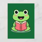 Cute Frog Reading Book Kawaii Briefkaart (Voorkant)