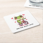 Cute Frog Riding Bicycle | Funny Frog Lover Gift Kartonnen Onderzetters (Schuin)