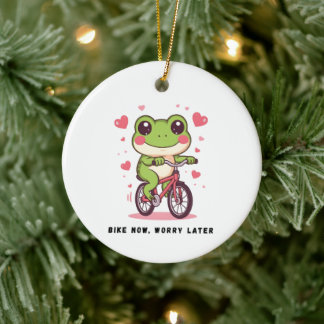 Cute Frog Riding Bicycle | Funny Frog Lover Gift Keramisch Ornament