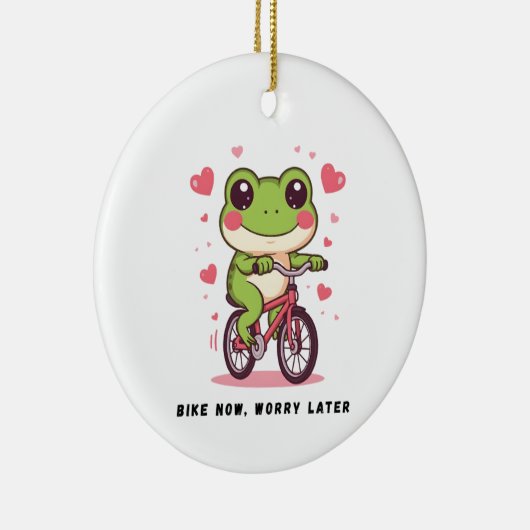 Cute Frog Riding Bicycle | Funny Frog Lover Gift Keramisch Ornament (Rechts)
