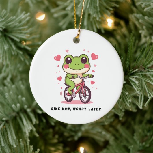 Cute Frog Riding Bicycle | Funny Frog Lover Gift Keramisch Ornament (Boom)