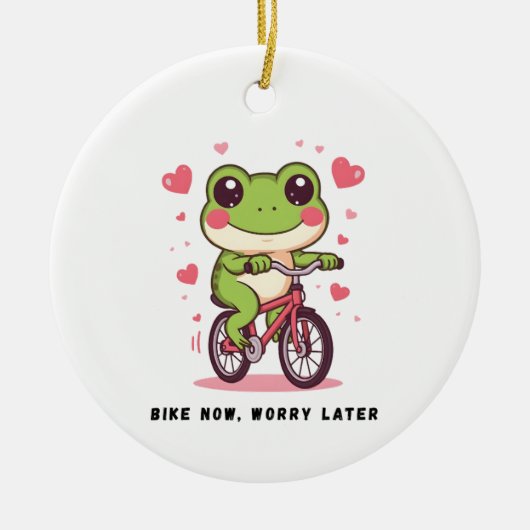Cute Frog Riding Bicycle | Funny Frog Lover Gift Keramisch Ornament (Voorkant)