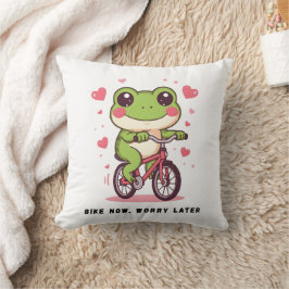 Cute Frog Riding Bicycle | Funny Frog Lover Gift Kussen