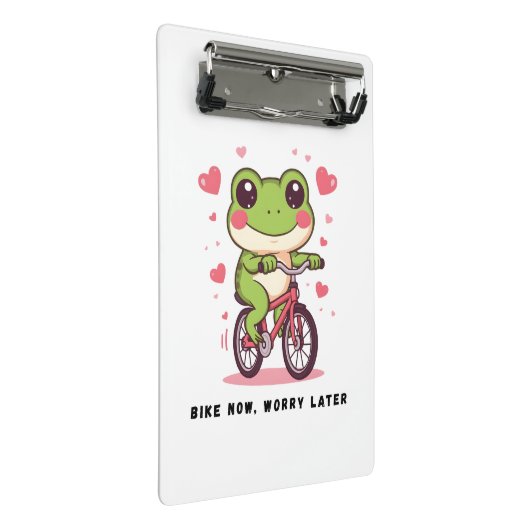 Cute Frog Riding Bicycle | Funny Frog Lover Gift Mini Klembord (Schuin)