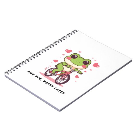 Cute Frog Riding Bicycle | Funny Frog Lover Gift Notitieboek (Linkerzijde)