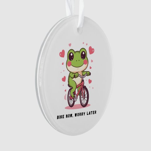 Cute Frog Riding Bicycle | Funny Frog Lover Gift Ornament (voorkant)