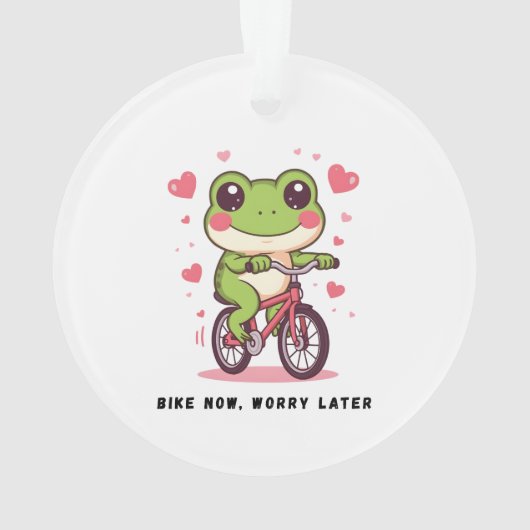 Cute Frog Riding Bicycle | Funny Frog Lover Gift Ornament (achterkant)