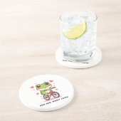 Cute Frog Riding Bicycle | Funny Frog Lover Gift Zandsteen Onderzetter (Zijkant)