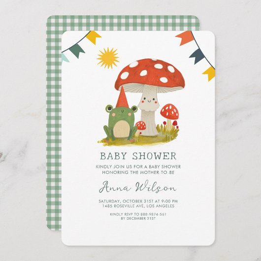 Cute Frog Rood hoed paddenstoelCute Baby Shower  Kaart