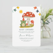 Cute Frog Rood hoed paddenstoelCute Baby Shower  Kaart (Staand voorkant)