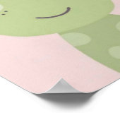 Cute frog.roze achtergrond. poster (Hoek)
