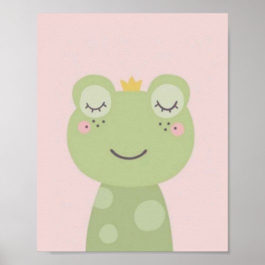 Cute frog.roze achtergrond. poster (Voorkant)