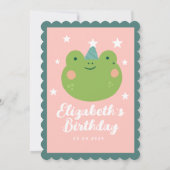 Cute Frog roze groene Paarse sterren Birthday Kaart (Achterkant)