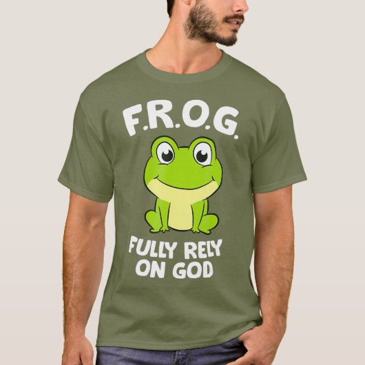 Cute Frog rust volledig op God Christelijke kikker T-shirt (Voorkant)