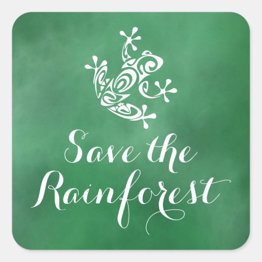 Cute Frog Save the Rainforest Vierkante Sticker (Voorkant)