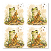 Cute Frog Saxophone Pattern Wallpaper Kids Behang (Voorkant)