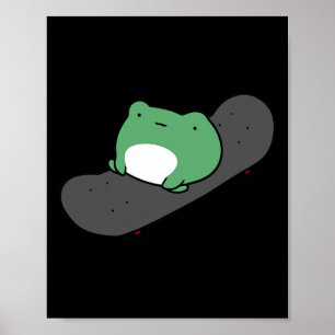 Cute Frog Skateboarden  Poster