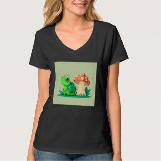 Cute Frog Snail Illustration Shell Friends Women K T-shirt