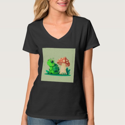 Cute Frog Snail Illustration Shell Friends Women K T-shirt (Voorkant)