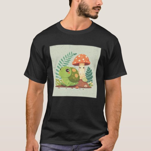 Cute Frog Snail Illustration Shell Friends Women K T-shirt (Voorkant)