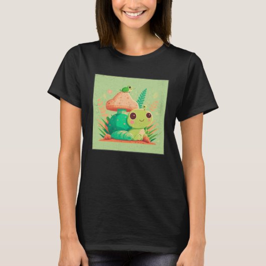 Cute Frog Snail Illustration Shell Friends Women K T-shirt (Voorkant)