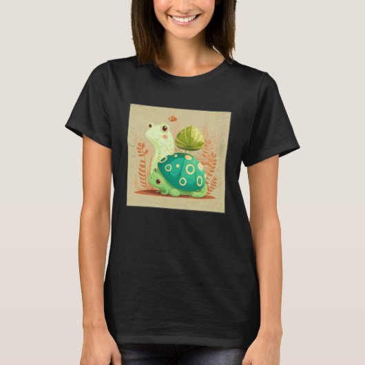 Cute Frog Snail Illustration Shell Friends Women K T-shirt (Voorkant)
