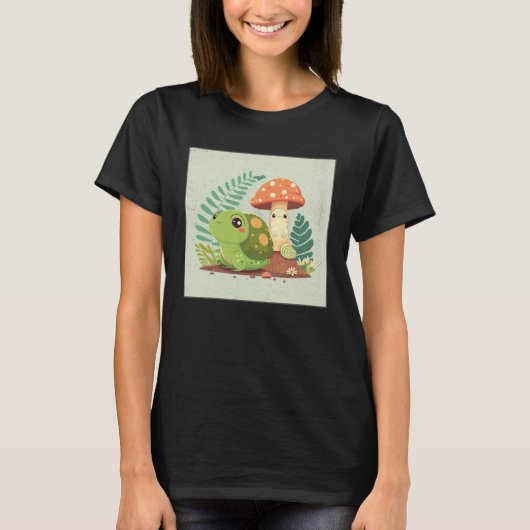Cute Frog Snail Illustration Shell Friends Women K T-shirt (Voorkant)