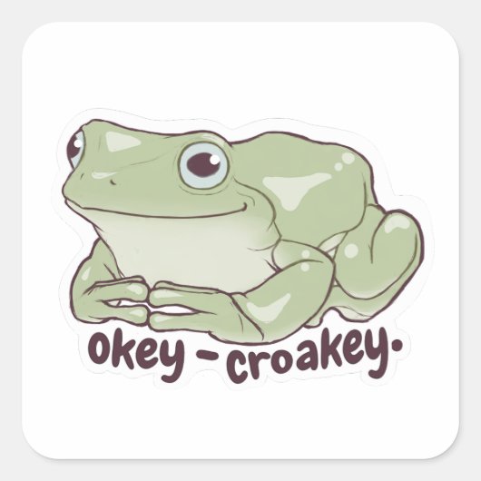 Cute frog-sticker vierkante sticker (Voorkant)