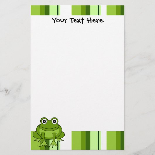 Cute Frog Striped Stationery Briefpapier (Voorkant)