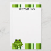 Cute Frog Striped Stationery Briefpapier (Voorkant / Achterkant)