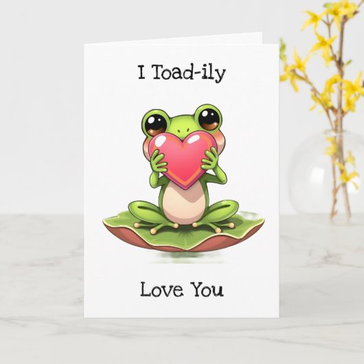 Cute Frog Themed Anniversary  Kaart (Gele Bloem)