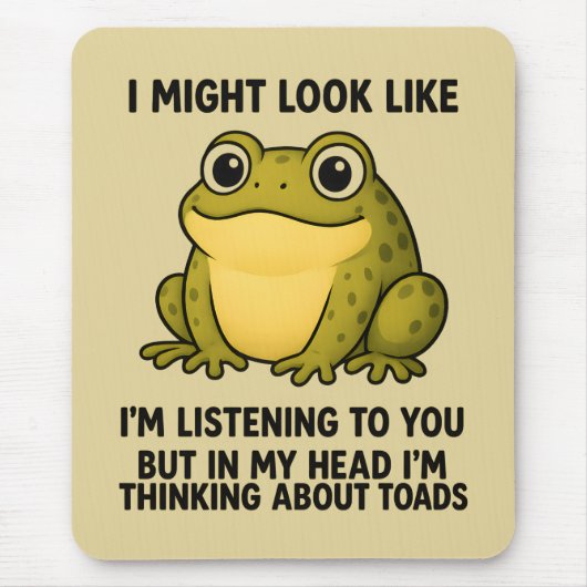 Cute Frog Toad ADHD Humor Meeting Survival Gift Muismat (Voorkant)