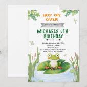 Cute frog toad birthday party invitation kaart (Voorkant / Achterkant)