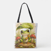 Cute Frog Tote Bag Leaf Umbrella Kawaii (Achterkant)