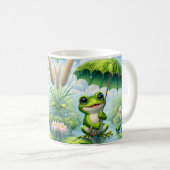 Cute Frog Umbrella Coffee Mug Wrap | Rainy Day Fro Koffiemok (Voorkant rechts)