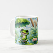Cute Frog Umbrella Coffee Mug Wrap | Rainy Day Fro Koffiemok (Voorkant links)