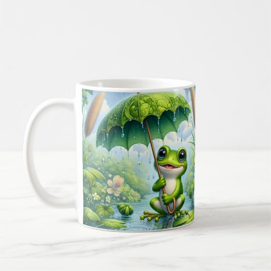 Cute Frog Umbrella Coffee Mug Wrap | Rainy Day Fro Koffiemok (Links)