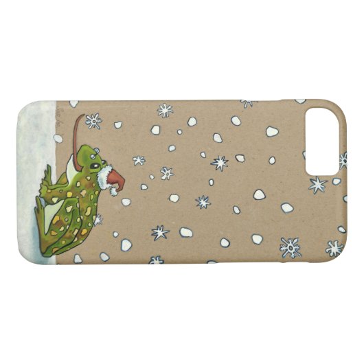 Cute Frog vangt snowflake met tong Case-Mate iPhone Case (Achterkant (Horizontaal))